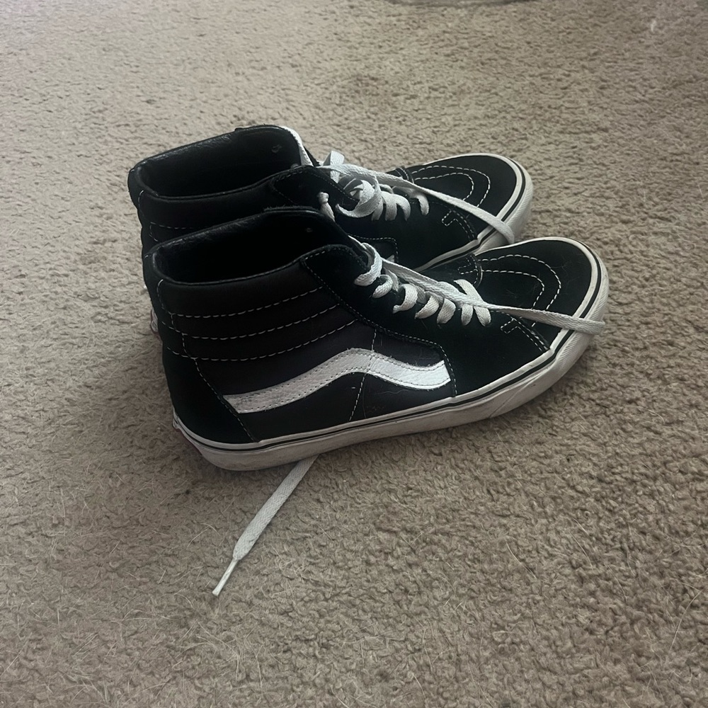 black and white high top vans